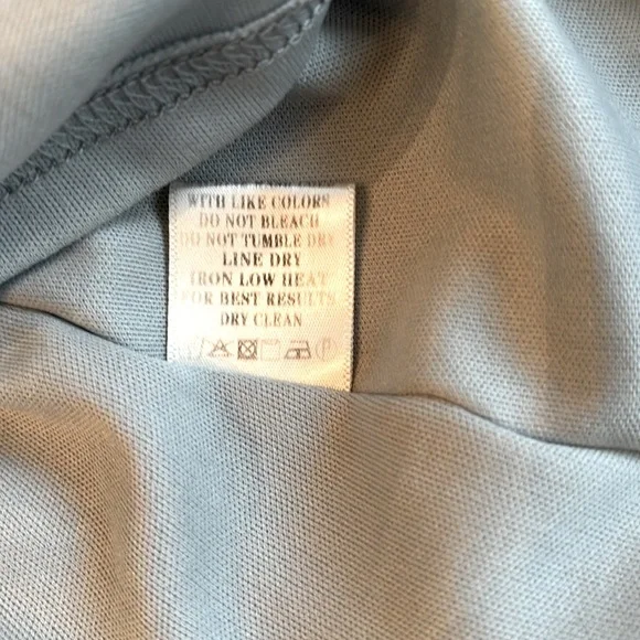 Love Riche Blue Gray Smocked Dress. Sheer Chiffon Long Sleeve Women’s Sz-L. EUC - Picture 9 of 9